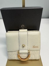 Gucci Bamboo With Hook Ivory Leather Compact Wallet 33635