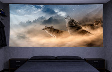 Wolf Moon Forest Night Sky Large Tapestry Wall Hanging Fabric Art Poster Decor