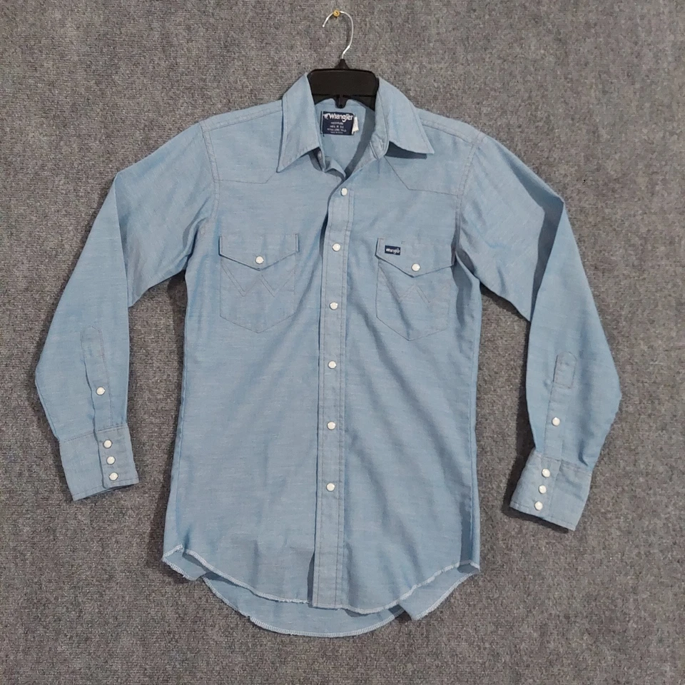 Винтажная мужская рубашка Wrangler 14,5x32 Pearl Snap вестерн удлиненные хвосты США 90-е - Изображение 4 из 4