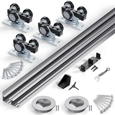 48"/4FT Bypass Sliding Door Hardware Kit for Cabinet Closet, Aluminum Alloy H...