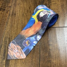 VINTAGE RALPH MARLIN Men’s Tie Parrots Made in USA 100% Polyester