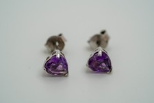 Sterling Silver 6mm Amethyst Heart Stud Earrings JB27