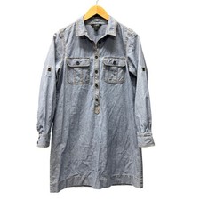 J Crew Chambray Shirt Dress Womens Small Blue Roll Tab Sleeve Coastal Cotton 