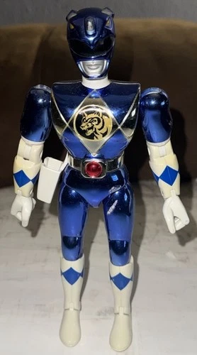 Vintage Bandai Power Rangers Metallic Armor Blue Ranger 8” Figure 1995