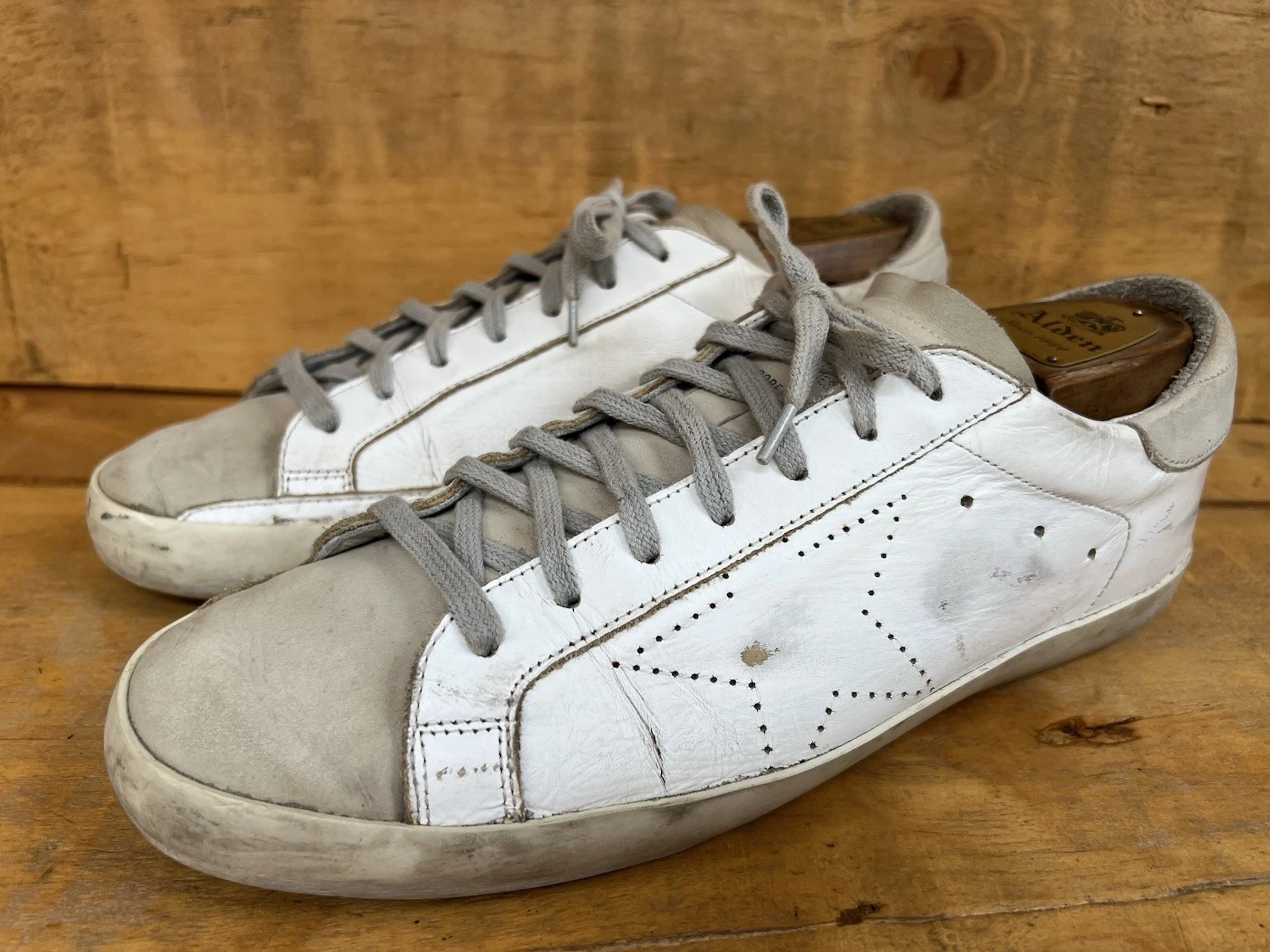 GOLDEN GOOSE Sneakers basse GOL GOOSE Super Star da uomo in pelle bianca taglia 42 US 9