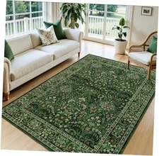  Washable 5x7 Area Rug for Living Room Bedroom Dining Room Office, Non-Slip 