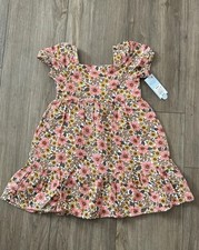 Cat  Jack Girls Floral Dress Size XS 4/5 Pink Ruffle Sleeve Spring Easter NWT