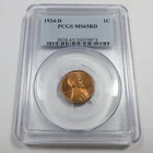 1934 D PCGS MS65 RD - Lincoln Wheat Penny Cent 1c US Coin #56049B