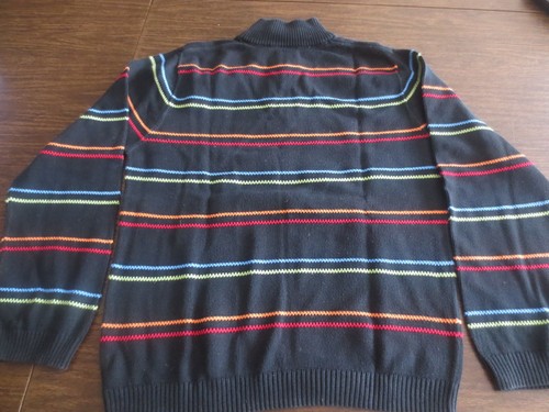 VGC Talbots Kids Black colorful striped zip neck front sweater size 4 6 10 - Picture 4 of 7