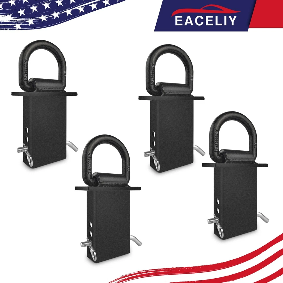 EACELIY 4Pcs 18000lbs Heavy Duty Removable D Ring Stake Pocket tie Down