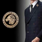 Vintage Lion Head Brooches Round Animal Lapel Pins Men Suit Shirt Father’s Day