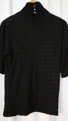 Mango Shirt 3/4 Arm schwarz Gr. M - leicht transparent - Kragen mit Knöpfe