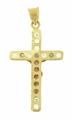 14k Solid Yellow Gold Cross Jesus Crucifix Religious Pendant Necklace 1.3" Long - Picture 3 of 5