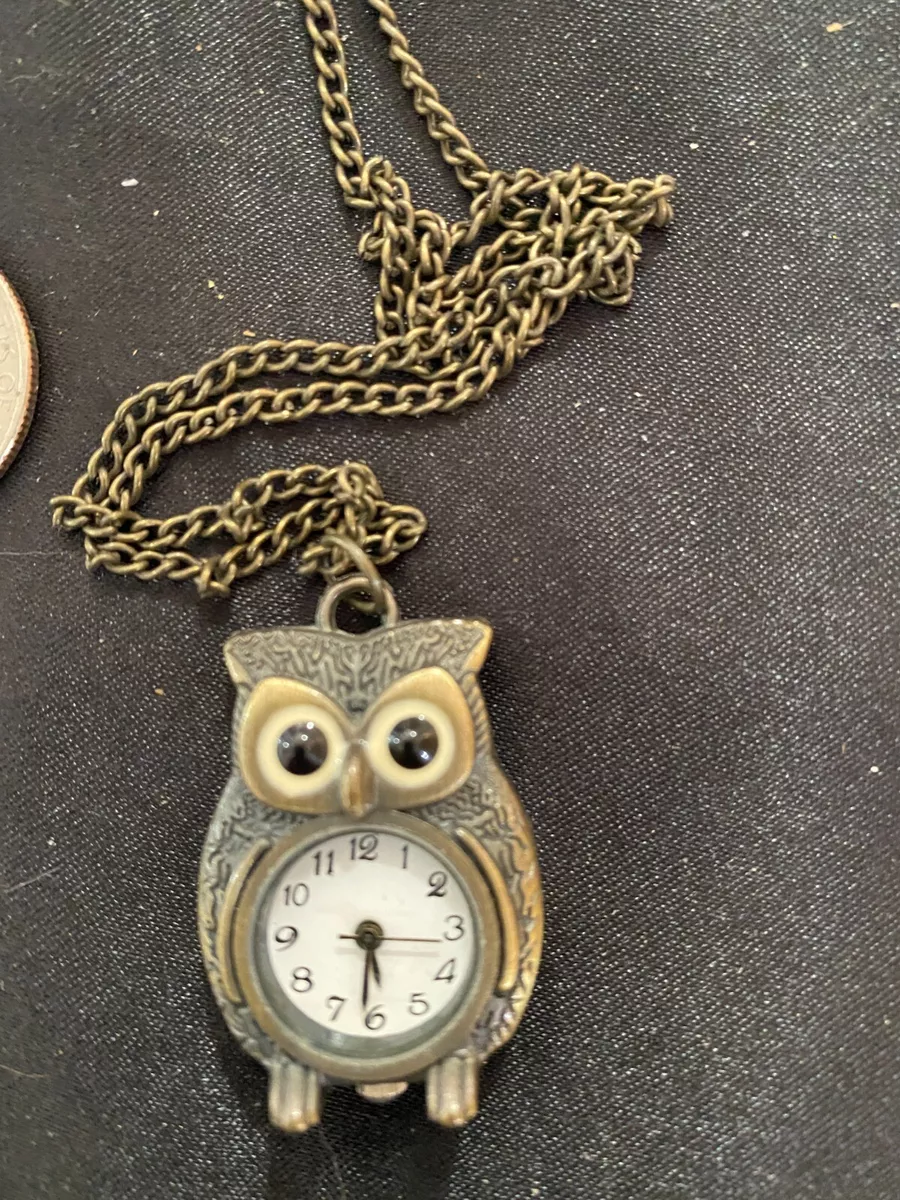 Owl on sale clock necklace