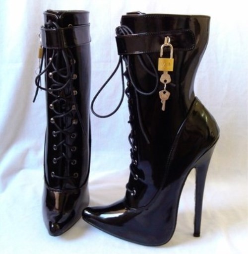 Women's Lace Up Pointed Toe Super Height Heels Short Boots Party Patent Leather Women's Lace Up Pointed Toe Super Height Heels Short Boots Party Patent Leather