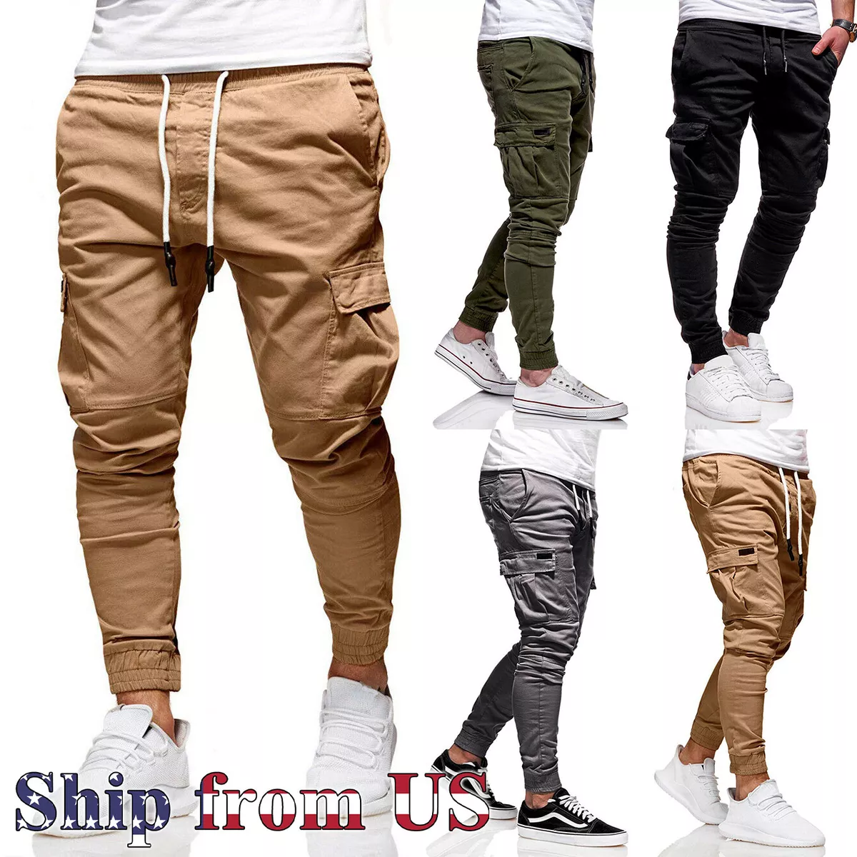 Men Sports Pants Casual Elastic Cotton Mens Fitness Workout Pants  Skinny,Sweatpants Trousers Jogger Pants Outdoor