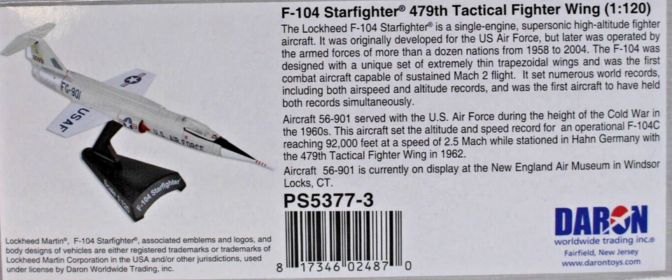 F-104 星际战斗机 1: 120 479 战术联队 Daron 压铸飞机 PS 5377-3 — 第 3/3 张图片