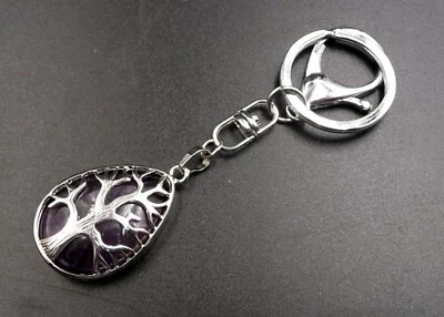 HANDARBEIT Schlüsselanhänger Silber Lebensbaum Ring Amethyst Baum des Lebens