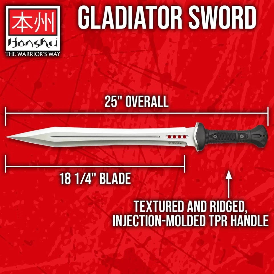 Espada Gladiador Honshu, Bainha de Cinto de Couro, Design Gladius Moderno, 25" No Geral - Imagem 2 de 4