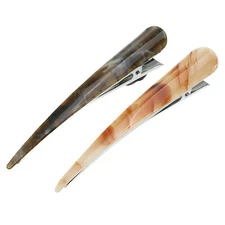 2 Pcs Long Metal Duckbill Hair Clips Crocodile Clips 5.31"x0.83" Orange Brown