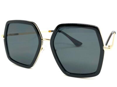 Oversized Exaggerated Retro Modern SUNGLASSES Black Gold 