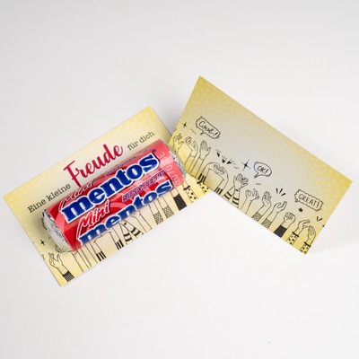 100 x Mini Card mit Mentos |  Kleine Freude 