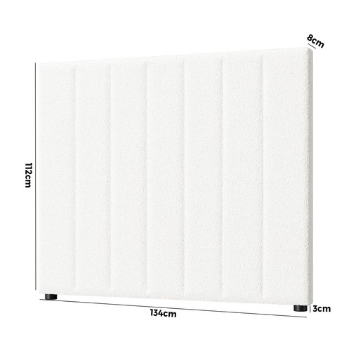 Oikiture Bed Frame Headboard King Single Size Head Bedhead White Boucle - Picture 9 of 10