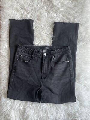 Leith Women's Size 27 Black High Rise Crop Flare Jeans Denim