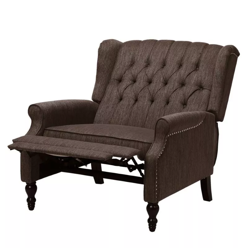 Noble House Apaloosa Oversized Wingback Fabric Push Back Recliner