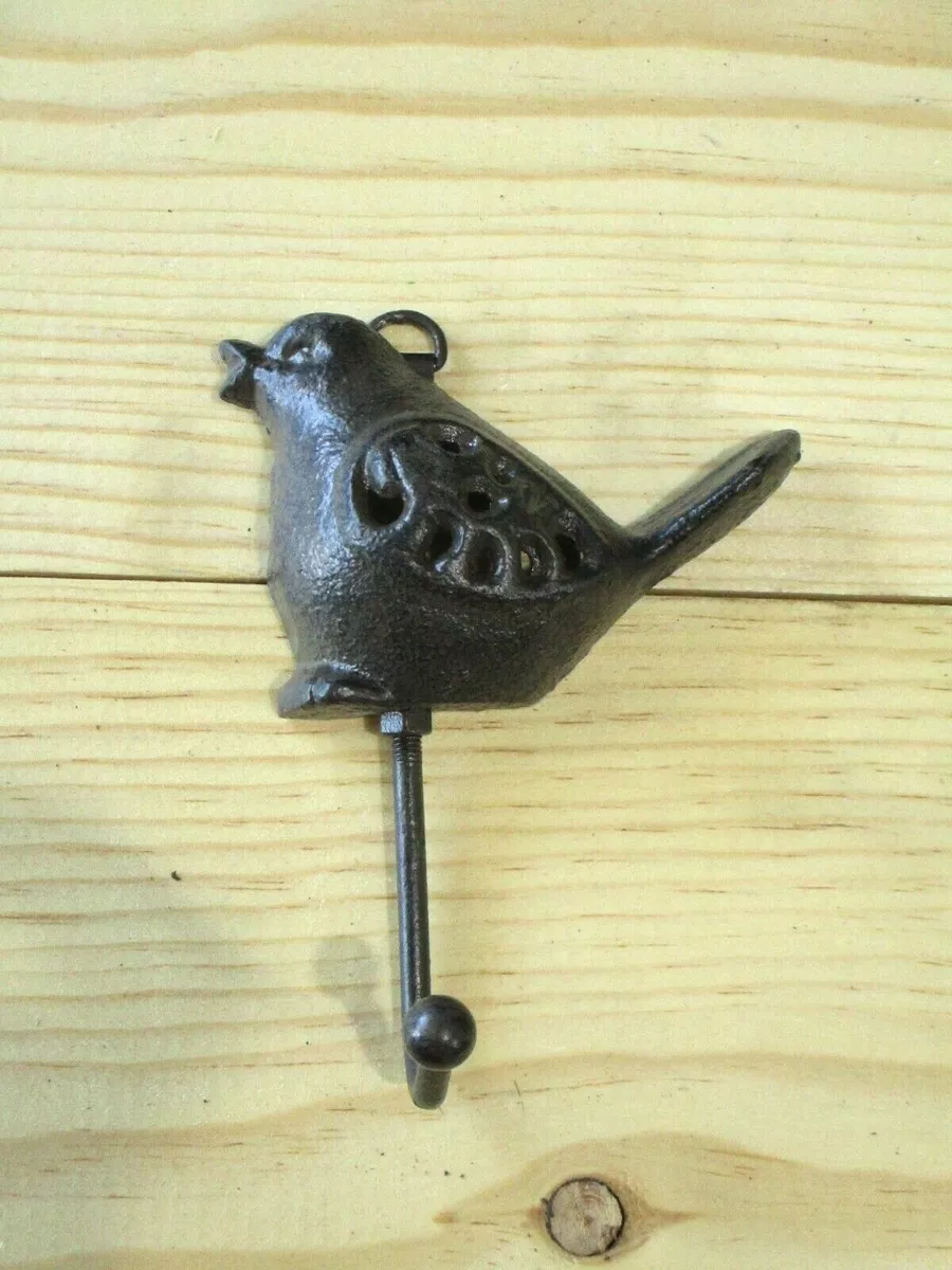 Rustic Cast Iron Bird Dove Coat Hook Entryway Towel Rack Garden Shed  Bathroom