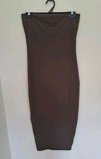 Khaki Green Strapless Stretchy Bodycon Midi Tube Dress Size 14 Large $4 EXPRESS