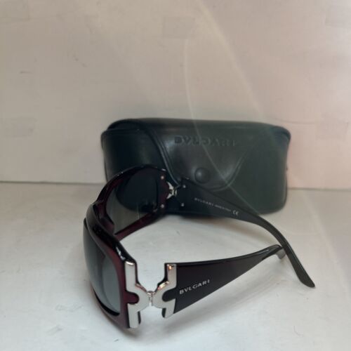 Bvlgari 2005 Vintage Sunglasses Red Burgundy Grey Silver Womens Wrap 860 518/11 - Picture 2 of 6