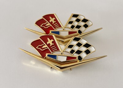 1962 1963 Chevy Impala 24k Gold Plated Front Fender Emblem Flags 