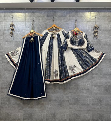 Pure Rayon & Khadi Cotton Mirror Work Chaniya Choli With Mal Cotton Dupatta