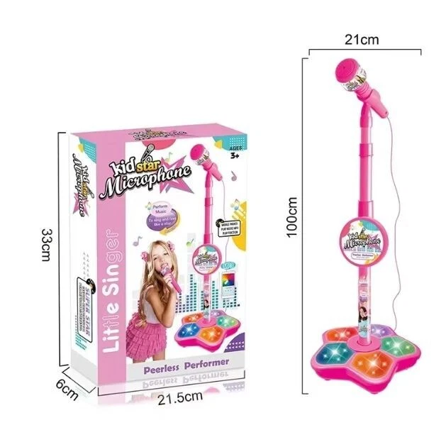 Micrófono para niños con soporte canción de karaoke instrumento musical juguetes juguetes educativos Foto 3 de 4