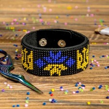 DIY Bead embroidery kit on artificial leather Bracelet