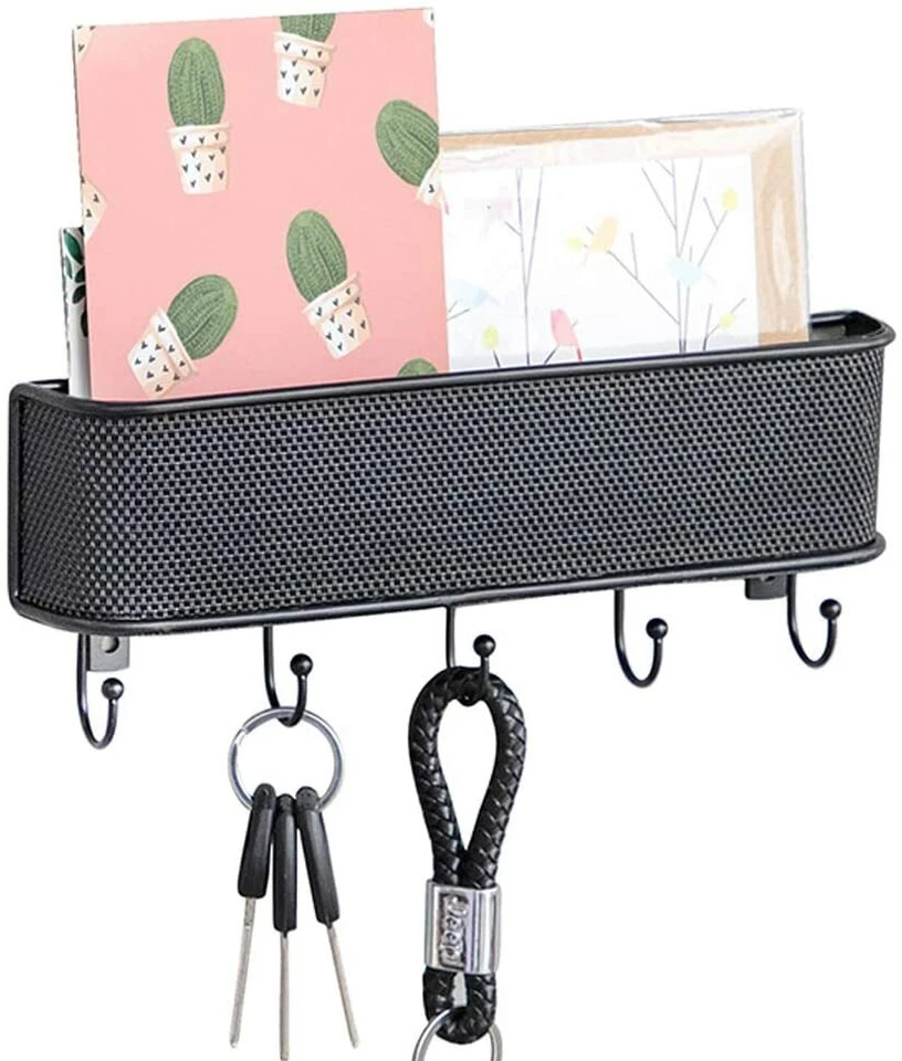 Porta llaves Estante de correo Entrada Montaje en pared Gancho Estante Organizador de llaves Clasificador de letras Foto 4 de 4