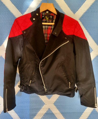 Vintage Belstaff ' Outlaw Motorcycle Jacket ' Black/Red Biker Medium Free Post
