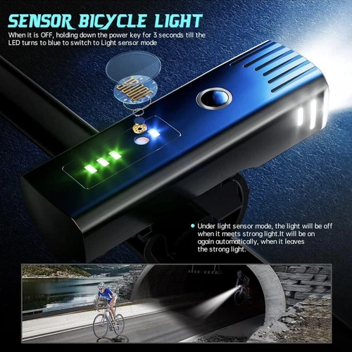 3000 Lumen Bike Light Set USB Rechargeable Bicycle Headlight & Taillight, 5 Mode - Picture 2 of 10
