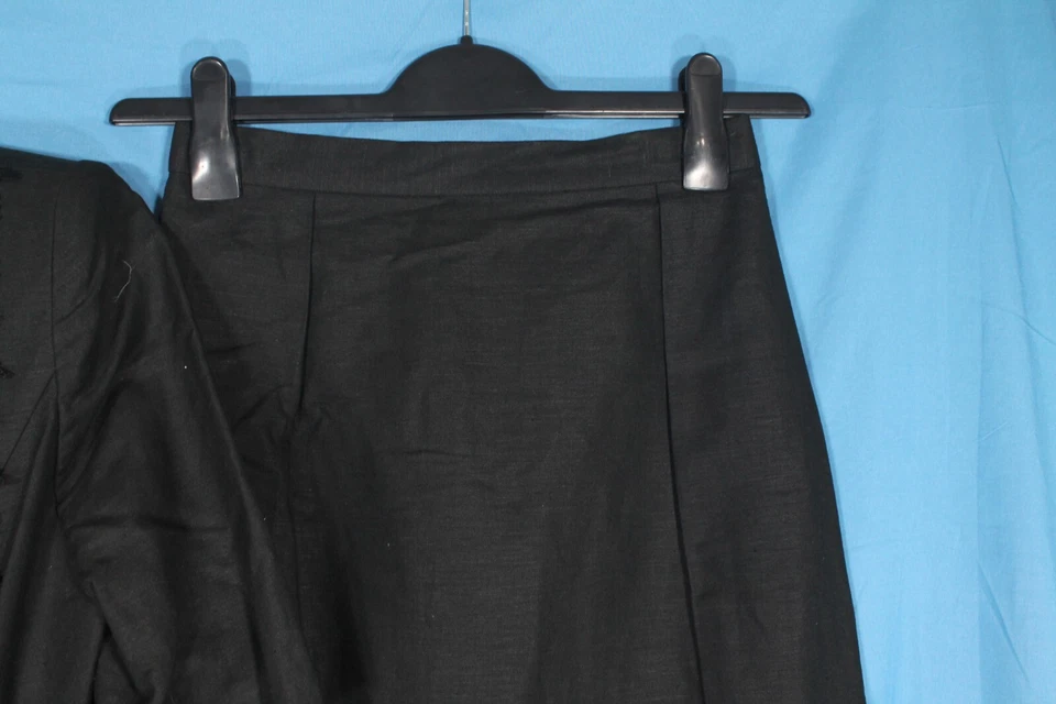 DONNA MORGAN Black LINEN BLEND Button-Up FLORAL LACE Jacket/Skirt OUTFIT SET 8 - Image 4 of 4