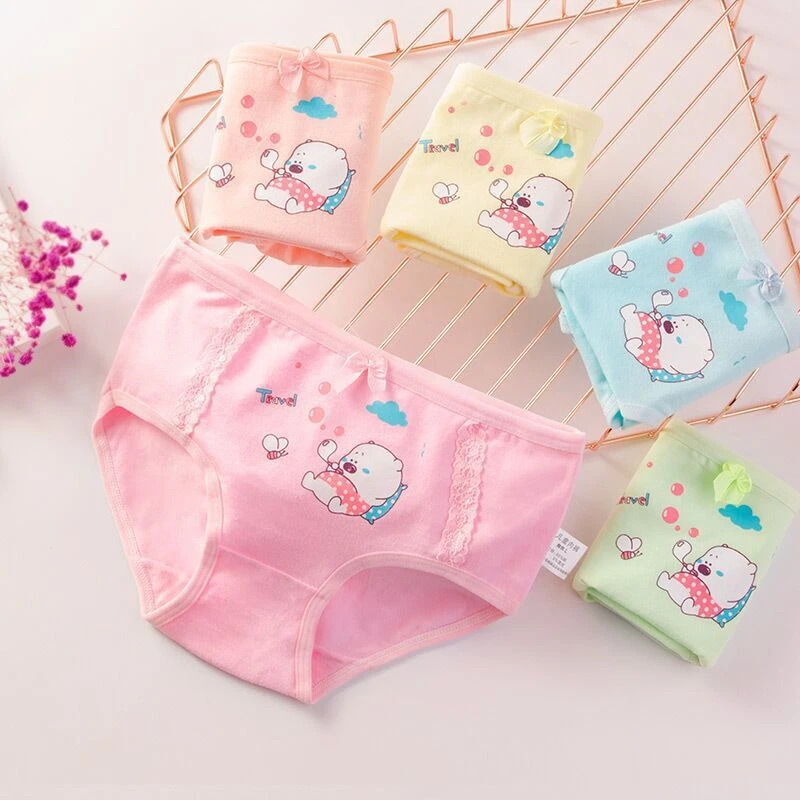 4 Pack Baby Girls Knickers Underwear Cotton Kid Briefs Underpants 2-12 Years New - Image 3 of 4