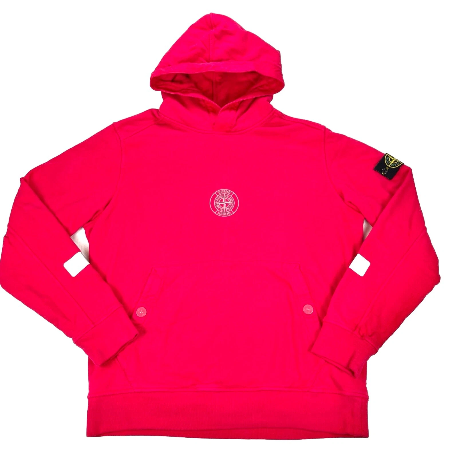 SWEATSHIRT À CAPUCHE SUPREME X STONE ISLAND ROSE BLANC TAILLE XL ULTRA RARE