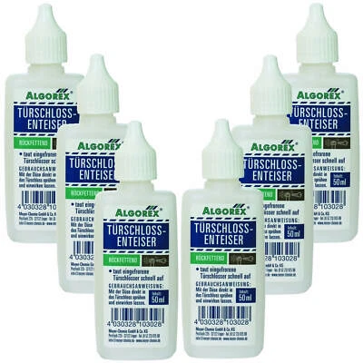 6x 50ml Algorex Türschlossenteiser taut eingefrorene Türschlösser schnell auf