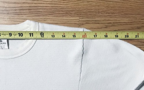 Vintage 80s Indera Thermal Shirt Mens Medium Blank White Waffle Knit Crewneck - Picture 7 of 11