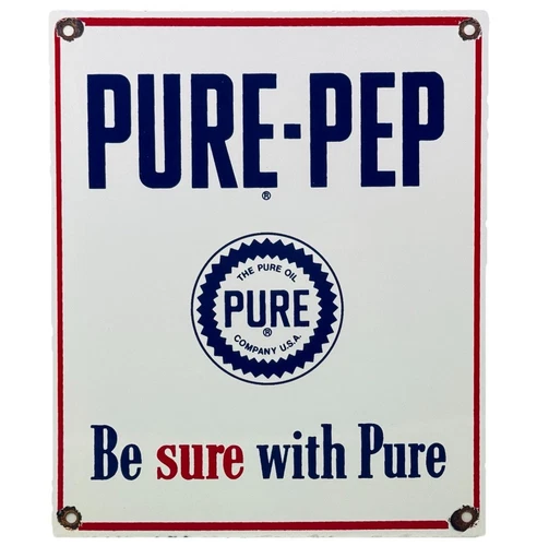 VINTAGE PURE GASOLINE PORCELAIN SIGN GAS STATION PUMP PLATE MOTOR OIL SERVICE