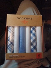 New DOCKERS by Levi Strauss 6 piece Men  s HANDKERCHIEFS 100 Cotton BLACK/WHITE