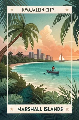 Exotische Kwajalein-Stadt, Marshallinseln - Pacific Vibes Reiseposter A1-A4 Post
