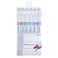 Sun-Star Stationery Pen  Marker Water-Based Ninipideco 6 Pieces Set B S4591798