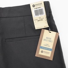 NEW Haggar Straight Fit No Iron Dress Pants Black Mens 32x32 MSRP 65