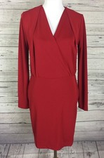 Banana Republic Women’s Red Pleated V-Neck Faux Wrap Stretch Dress Size S NWT